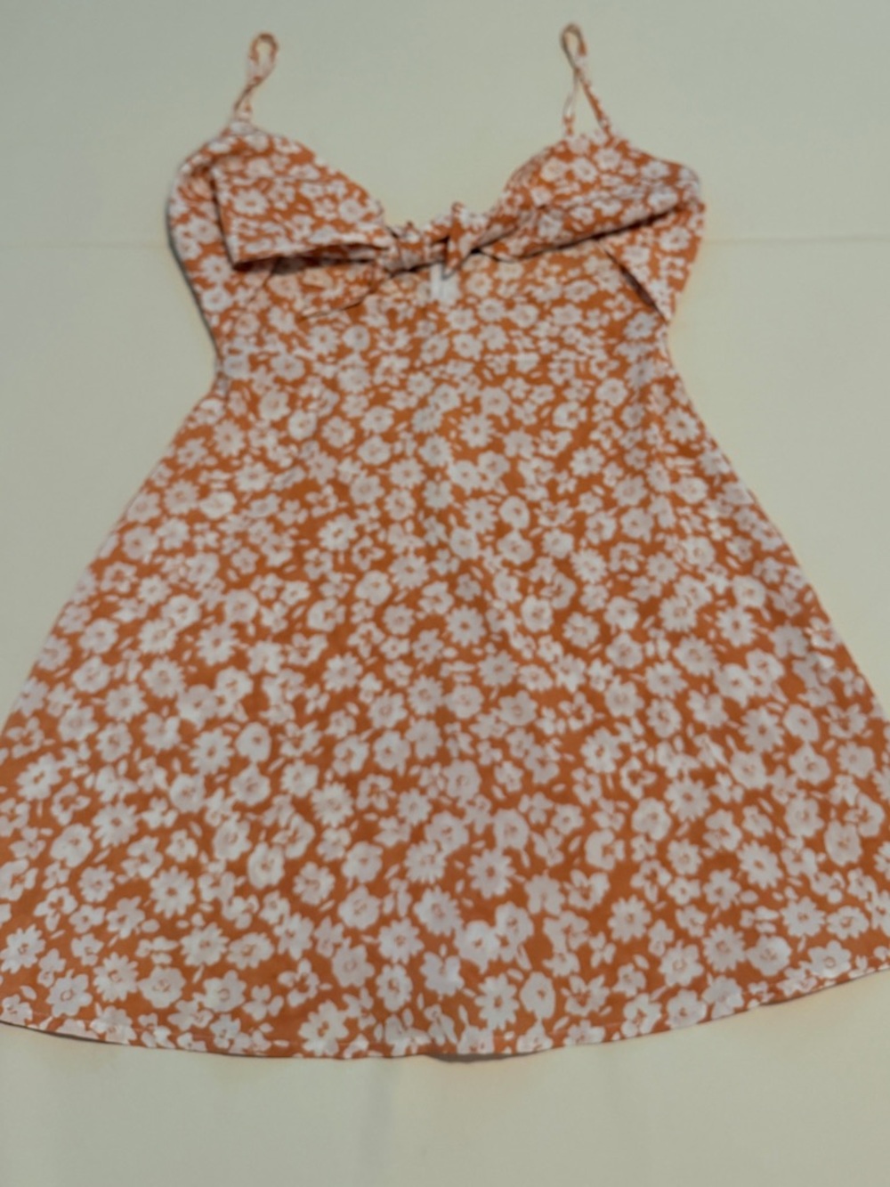 Cream & Orange Floral Tie-Front Sundress